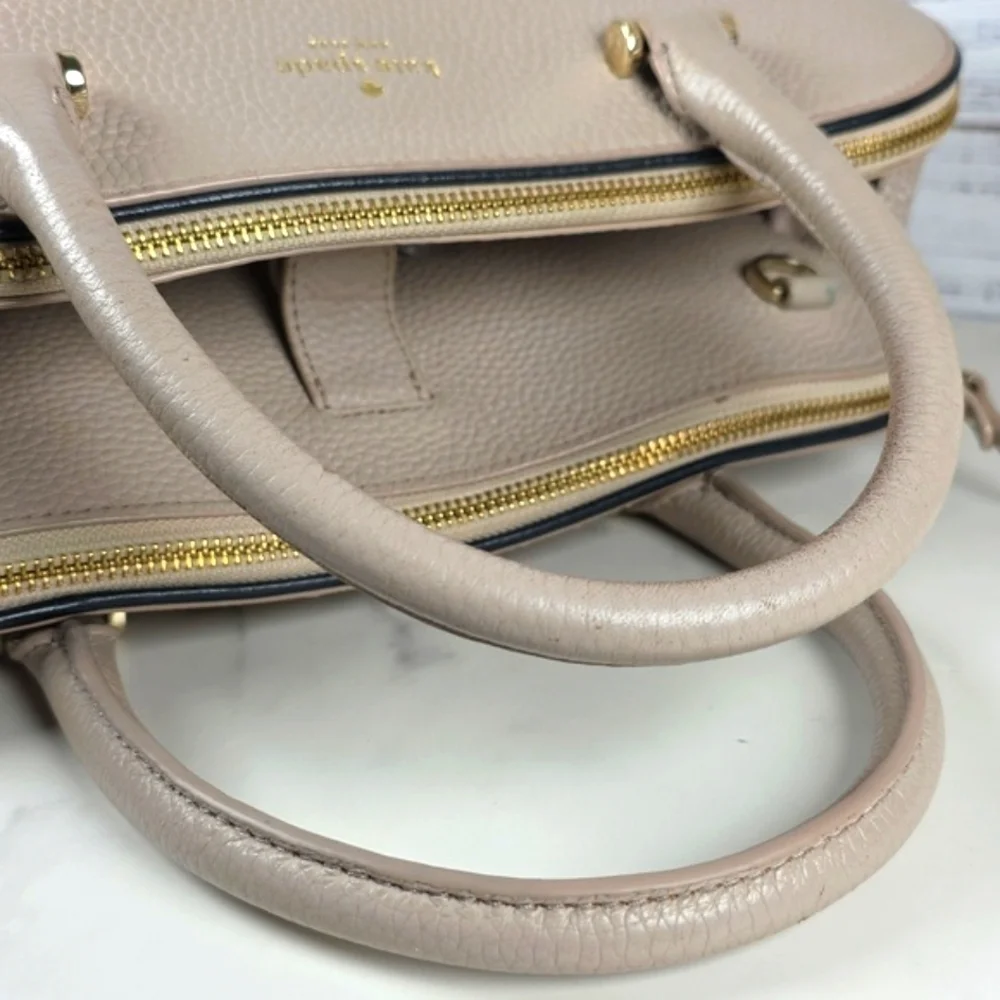 KATE SPADE NEW YORK HAND BAG ALMOND BLACK KALEN CHESTER STREET SATCHEL PURSE WOR
